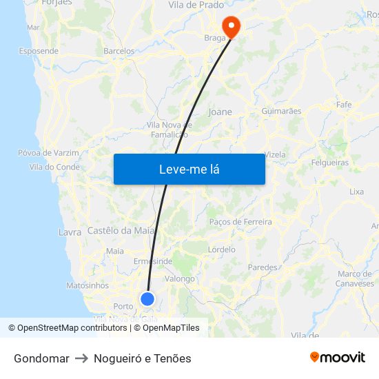 Gondomar to Nogueiró e Tenões map