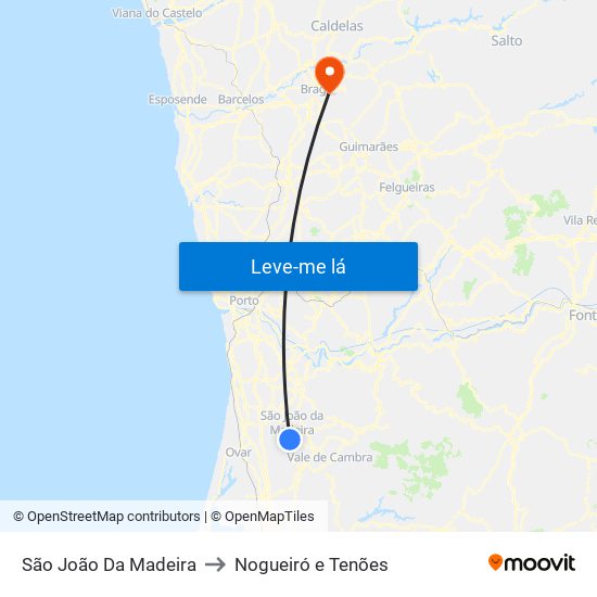 São João Da Madeira to Nogueiró e Tenões map