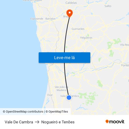 Vale De Cambra to Nogueiró e Tenões map