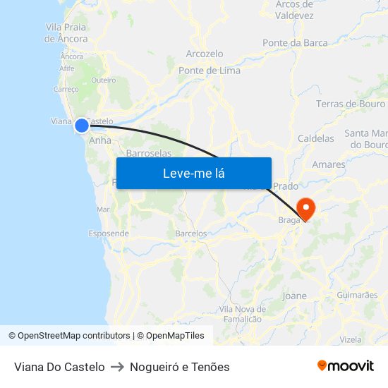 Viana Do Castelo to Nogueiró e Tenões map