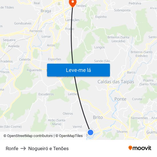 Ronfe to Nogueiró e Tenões map