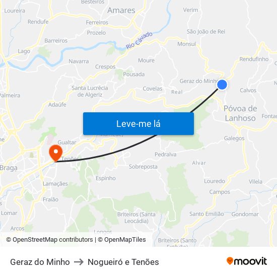 Geraz do Minho to Nogueiró e Tenões map