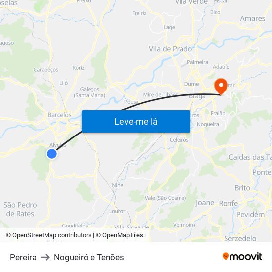 Pereira to Nogueiró e Tenões map