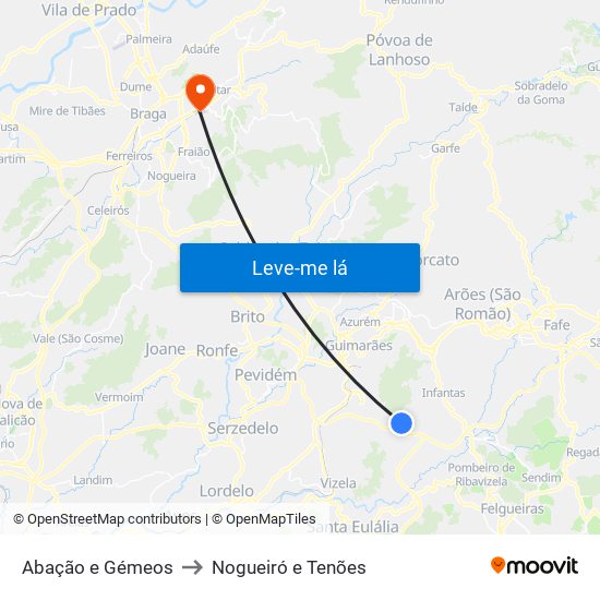 Abação e Gémeos to Nogueiró e Tenões map