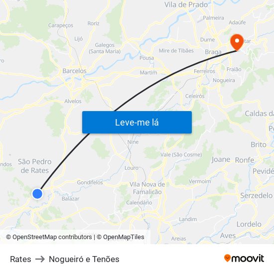 Rates to Nogueiró e Tenões map