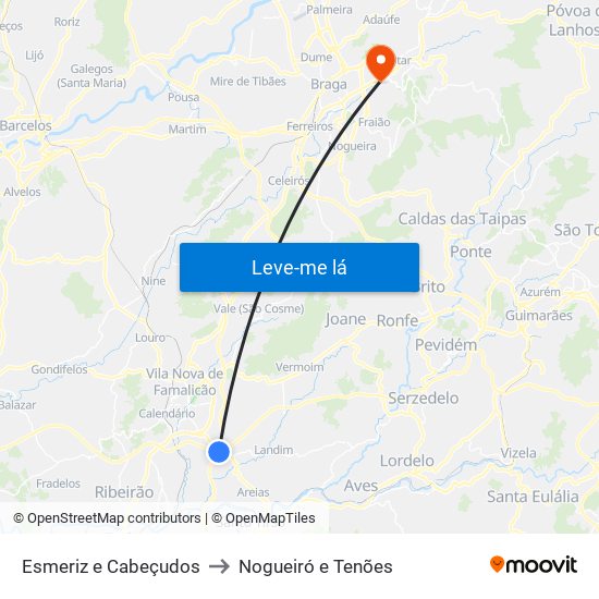 Esmeriz e Cabeçudos to Nogueiró e Tenões map