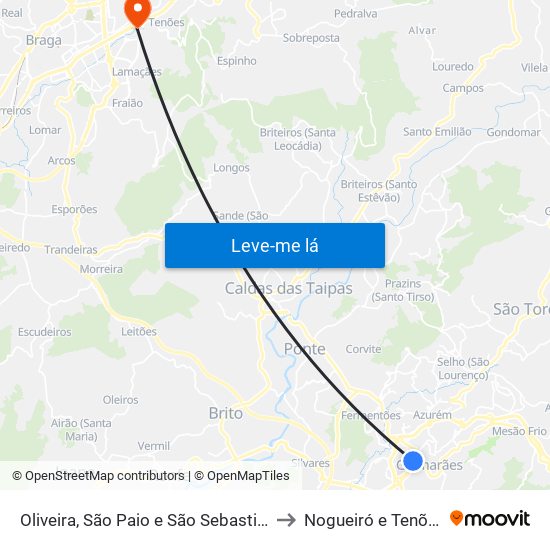 Oliveira, São Paio e São Sebastião to Nogueiró e Tenões map