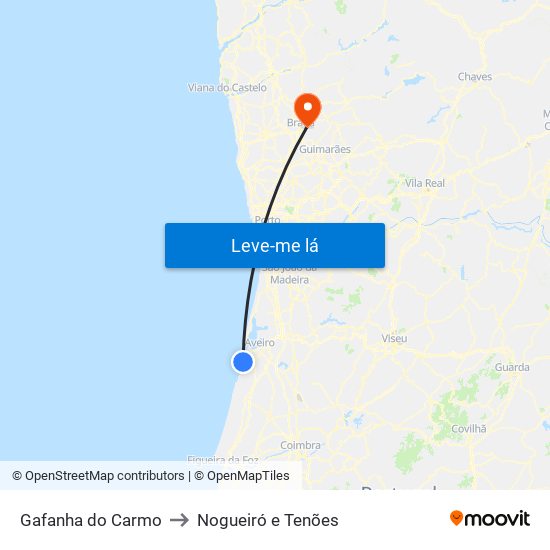 Gafanha do Carmo to Nogueiró e Tenões map