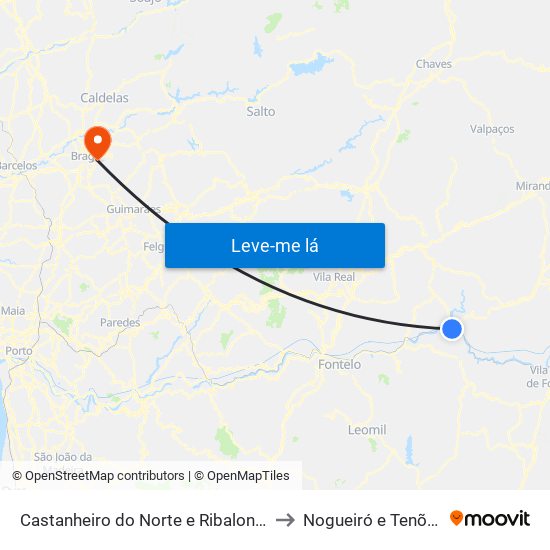 Castanheiro do Norte e Ribalonga to Nogueiró e Tenões map