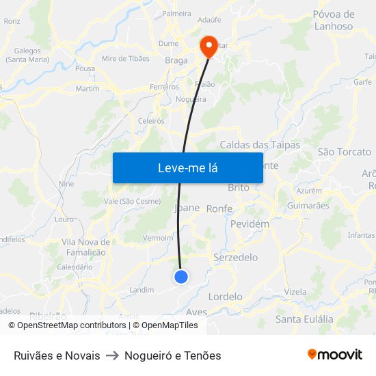 Ruivães e Novais to Nogueiró e Tenões map