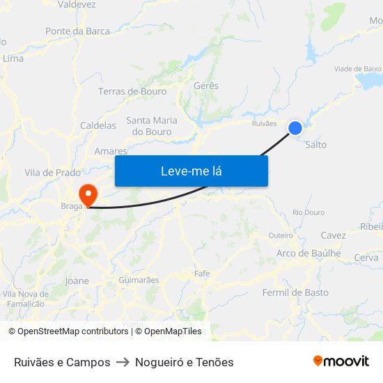 Ruivães e Campos to Nogueiró e Tenões map