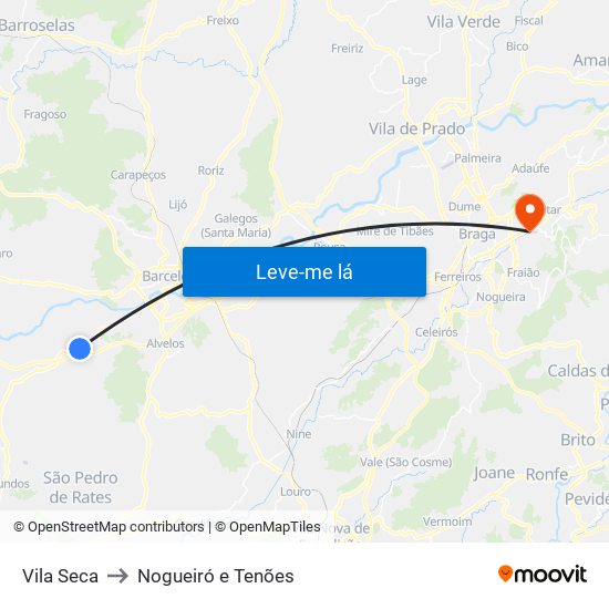 Vila Seca to Nogueiró e Tenões map