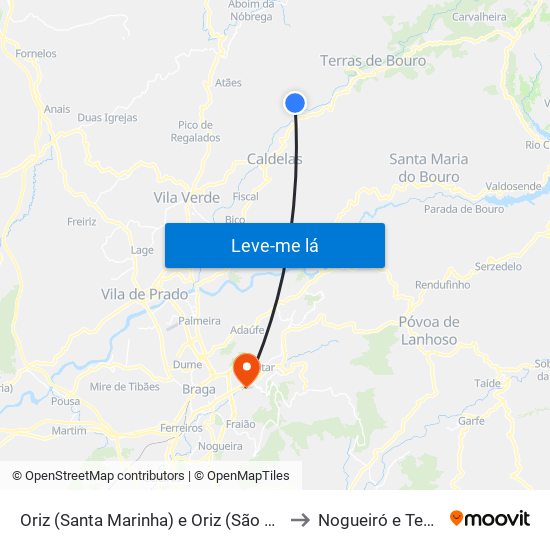 Oriz (Santa Marinha) e Oriz (São Miguel) to Nogueiró e Tenões map