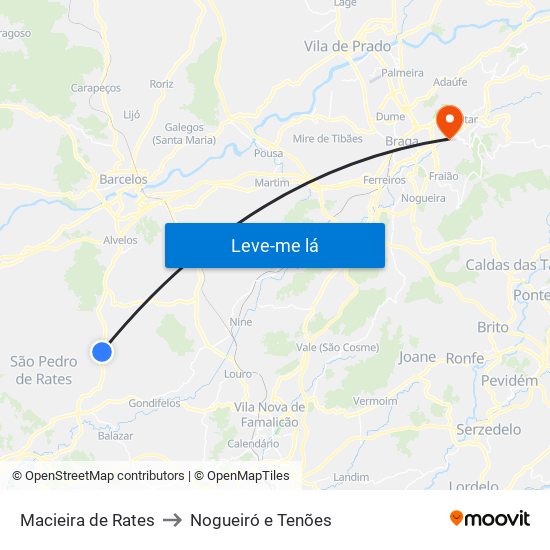 Macieira de Rates to Nogueiró e Tenões map