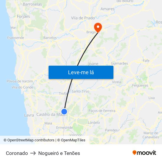 Coronado to Nogueiró e Tenões map