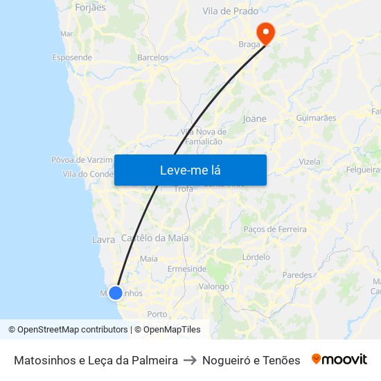 Matosinhos e Leça da Palmeira to Nogueiró e Tenões map
