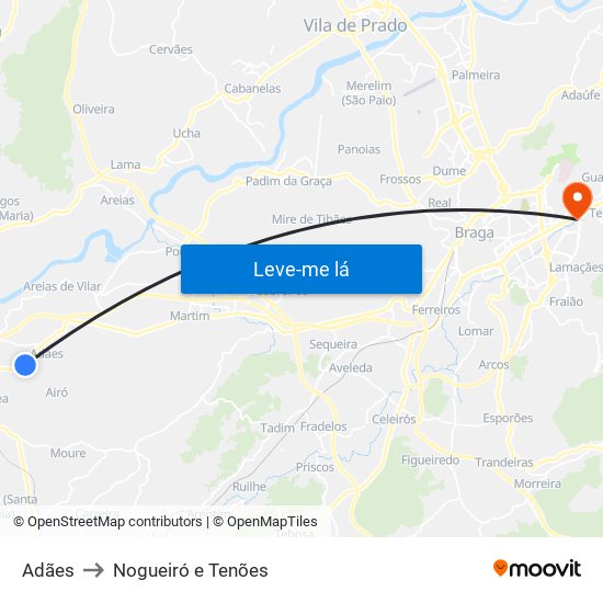 Adães to Nogueiró e Tenões map