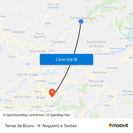 Terras de Bouro to Nogueiró e Tenões map