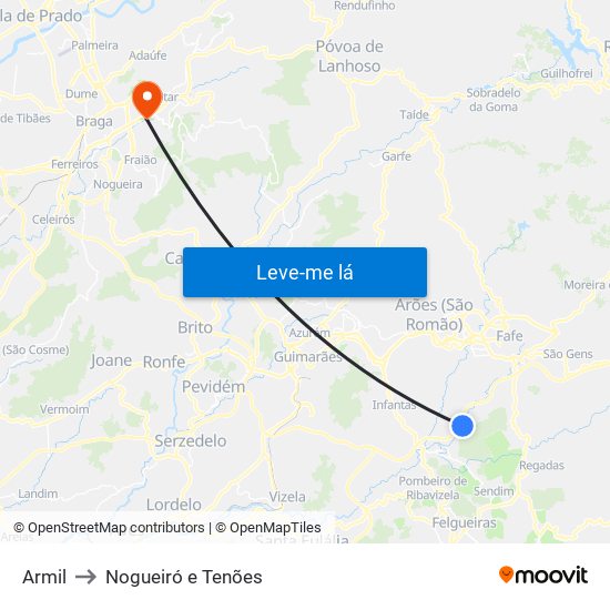 Armil to Nogueiró e Tenões map