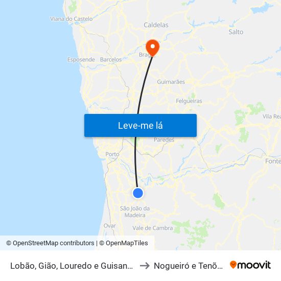 Lobão, Gião, Louredo e Guisande to Nogueiró e Tenões map