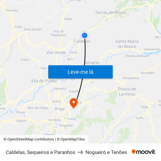 Caldelas, Sequeiros e Paranhos to Nogueiró e Tenões map