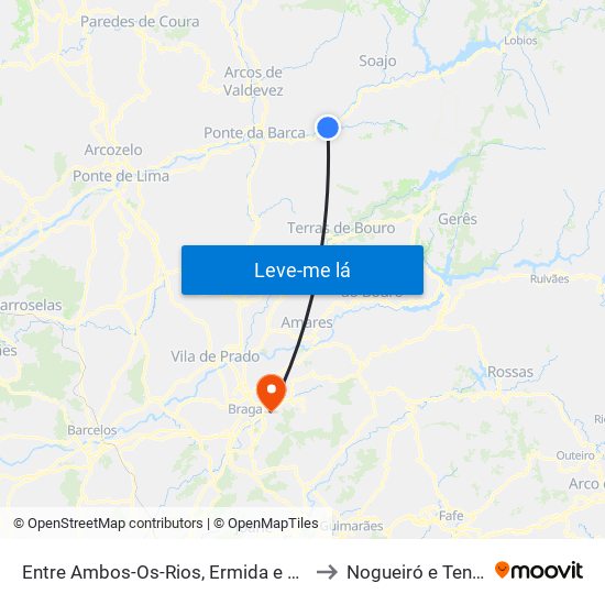 Entre Ambos-Os-Rios, Ermida e Germil to Nogueiró e Tenões map