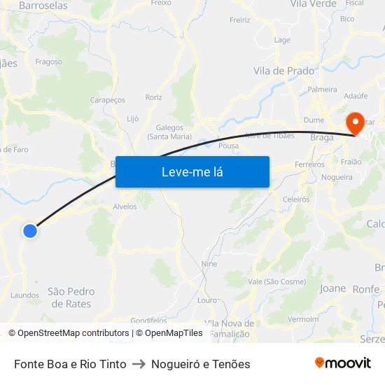 Fonte Boa e Rio Tinto to Nogueiró e Tenões map