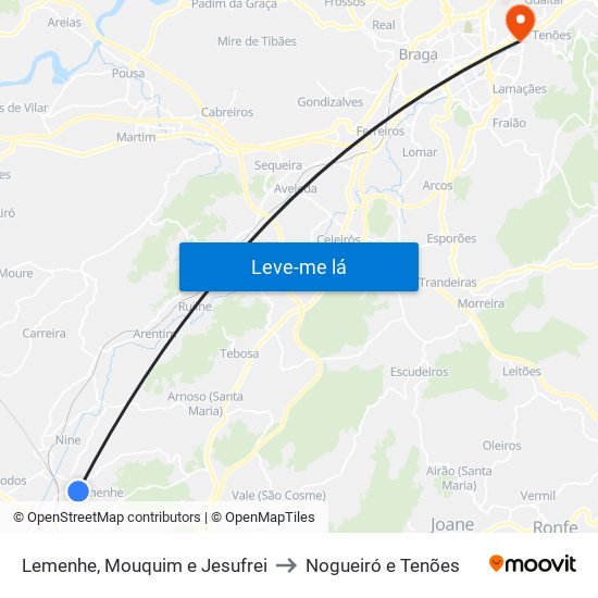 Lemenhe, Mouquim e Jesufrei to Nogueiró e Tenões map