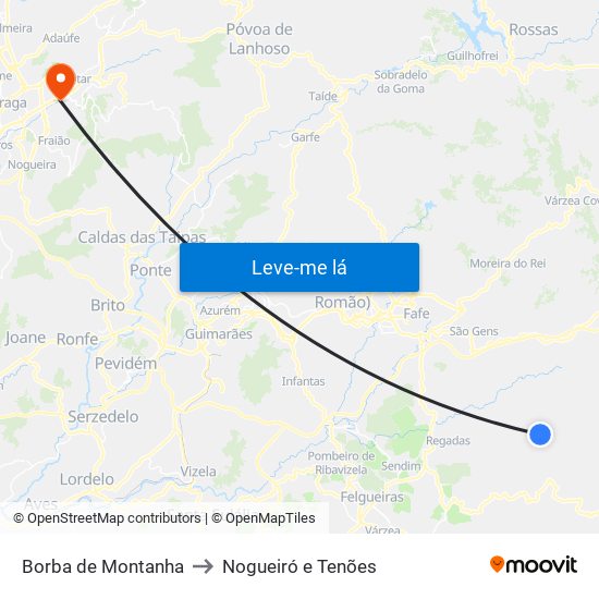Borba de Montanha to Nogueiró e Tenões map