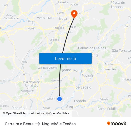 Carreira e Bente to Nogueiró e Tenões map