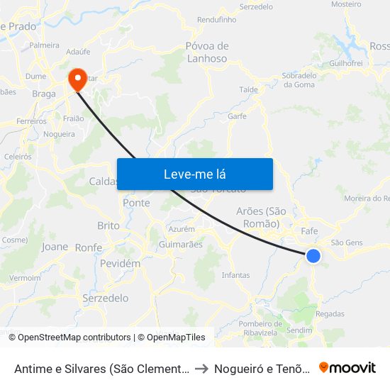 Antime e Silvares (São Clemente) to Nogueiró e Tenões map