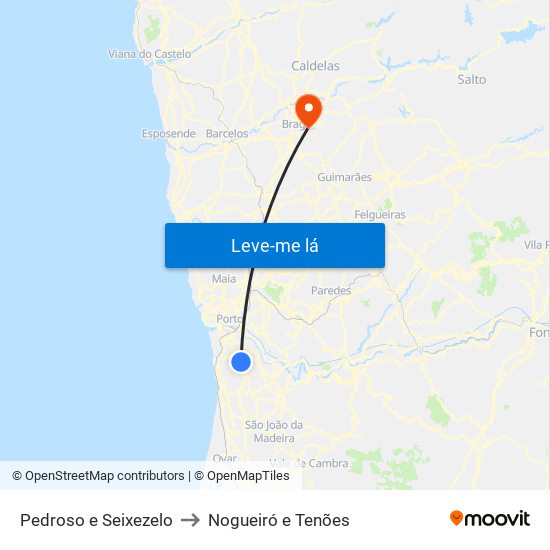 Pedroso e Seixezelo to Nogueiró e Tenões map