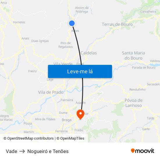 Vade to Nogueiró e Tenões map