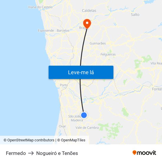 Fermedo to Nogueiró e Tenões map