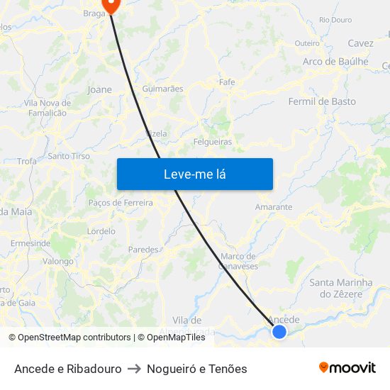 Ancede e Ribadouro to Nogueiró e Tenões map