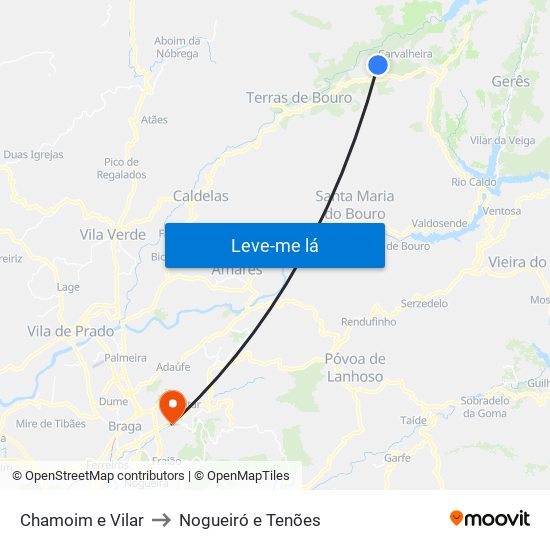 Chamoim e Vilar to Nogueiró e Tenões map