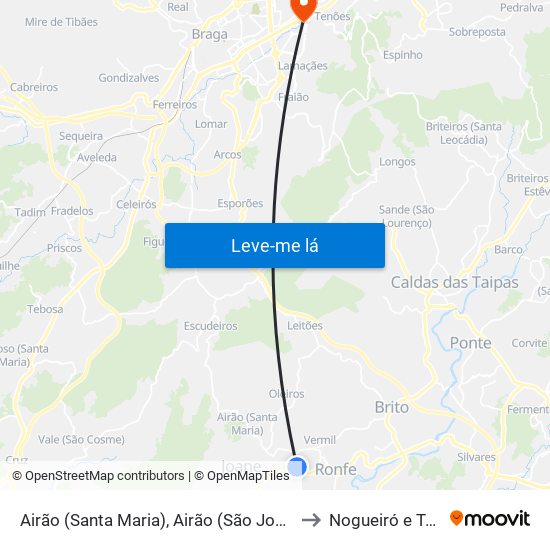 Airão (Santa Maria), Airão (São João) e Vermil to Nogueiró e Tenões map
