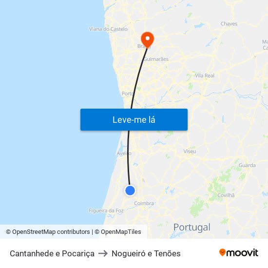 Cantanhede e Pocariça to Nogueiró e Tenões map