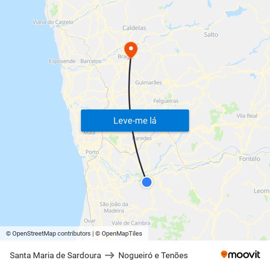 Santa Maria de Sardoura to Nogueiró e Tenões map