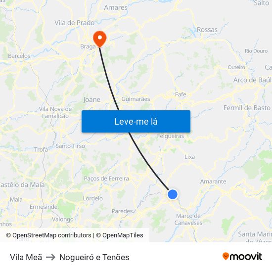 Vila Meã to Nogueiró e Tenões map