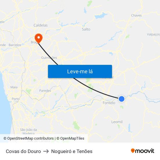 Covas do Douro to Nogueiró e Tenões map