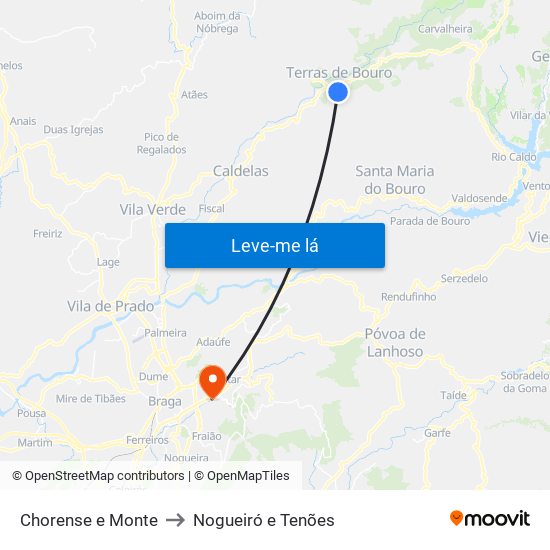 Chorense e Monte to Nogueiró e Tenões map