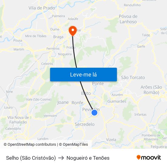 Selho (São Cristóvão) to Nogueiró e Tenões map