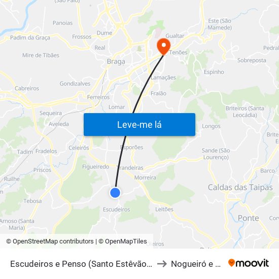 Escudeiros e Penso (Santo Estêvão e São Vicente) to Nogueiró e Tenões map