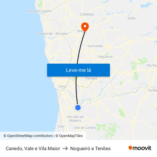 Canedo, Vale e Vila Maior to Nogueiró e Tenões map