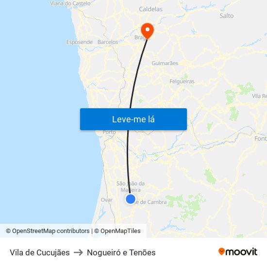 Vila de Cucujães to Nogueiró e Tenões map