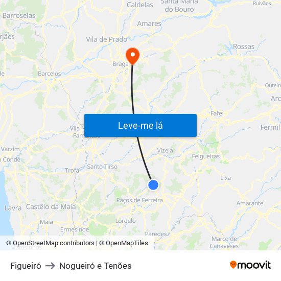 Figueiró to Nogueiró e Tenões map