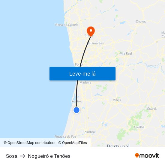 Sosa to Nogueiró e Tenões map