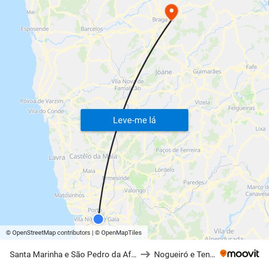 Santa Marinha e São Pedro da Afurada to Nogueiró e Tenões map