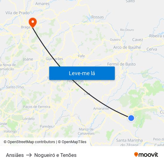 Ansiāes to Nogueiró e Tenões map